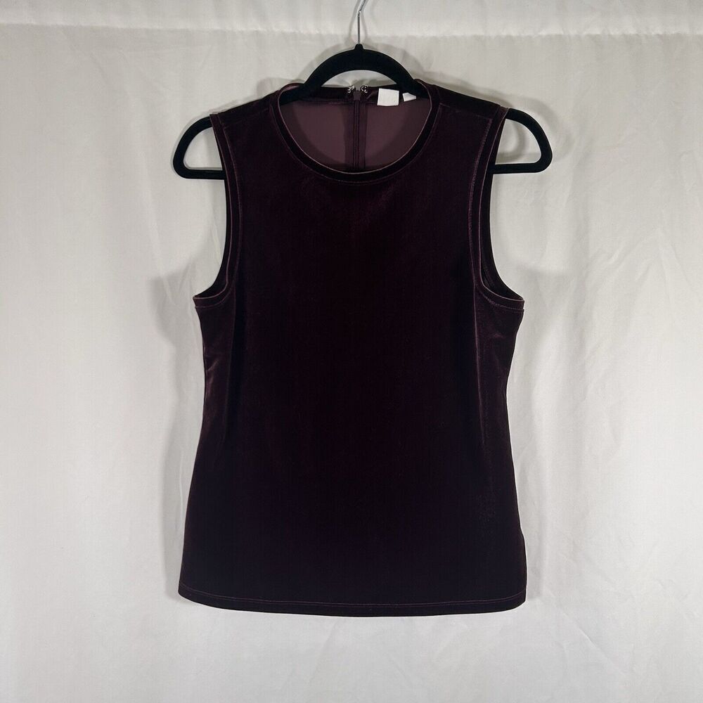 Gap Blouse Women's Small Solid Purple Velvet Zip Back Sleeveless Stretchy
